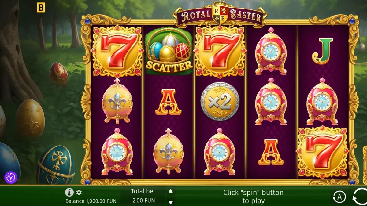 Tampilan visual slot Royal Easter dengan tema telur Fabergé yang mewah
