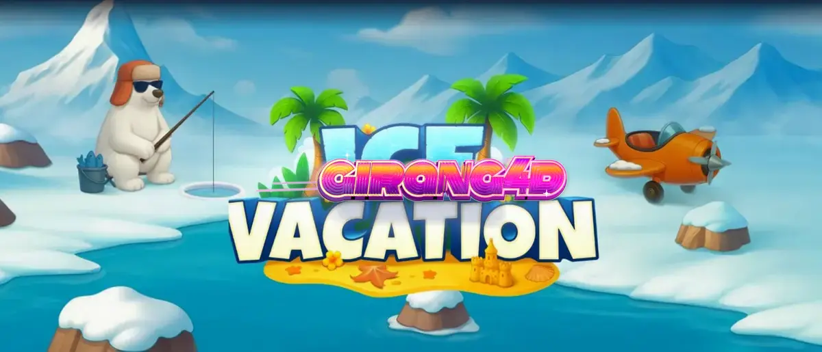 Pemandangan ceria karakter kutub dalam slot Ice Vacation